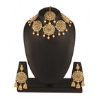Women's Rose Gold Plated Alloy Necklace &amp; Earings Set (Gold)