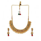 Women's Rose Gold Plated Alloy Necklace &amp; Earings Set (Multicolor)