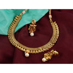 Women's Rose Gold Plated Alloy Necklace &amp; Earings Set (Gold)
