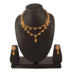 Women's Rose Gold Plated Alloy Necklace &amp; Earings Set (White)