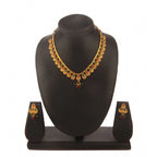Women's Rose Gold Plated Alloy Necklace &amp; Earings Set (Green &amp; Red)