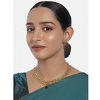 Women's Rose Gold Plated Alloy Necklace &amp; Earings Set (Green &amp; Red)