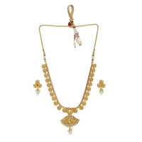 Women's Rose Gold Plated Alloy Necklace &amp; Earings Set (Gold)