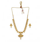 Women's Rose Gold Plated Alloy Necklace &amp; Earings Set (Gold)