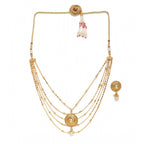 Women's Rose Gold Plated Alloy Necklace &amp; Earings Set (Gold)