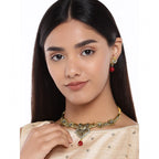 Women's Rose Gold Plated Alloy Necklace &amp; Earings Set (Multicolor)