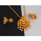 Women's Rose Gold Plated Alloy Necklace &amp; Earings Set (Gold)
