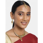 Women's Rose Gold Plated Alloy Necklace &amp; Earings Set (Gold)