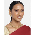 Women's Rose Gold Plated Alloy Necklace &amp; Earings Set (Gold)
