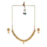 Women's Rose Gold Plated Alloy Necklace &amp; Earings Set (Gold)