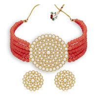 Women's Rose Gold Plated Alloy Necklace &amp; Earings Set (Red)