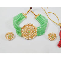 Women's Rose Gold Plated Alloy Necklace &amp; Earings Set (Mint Green)