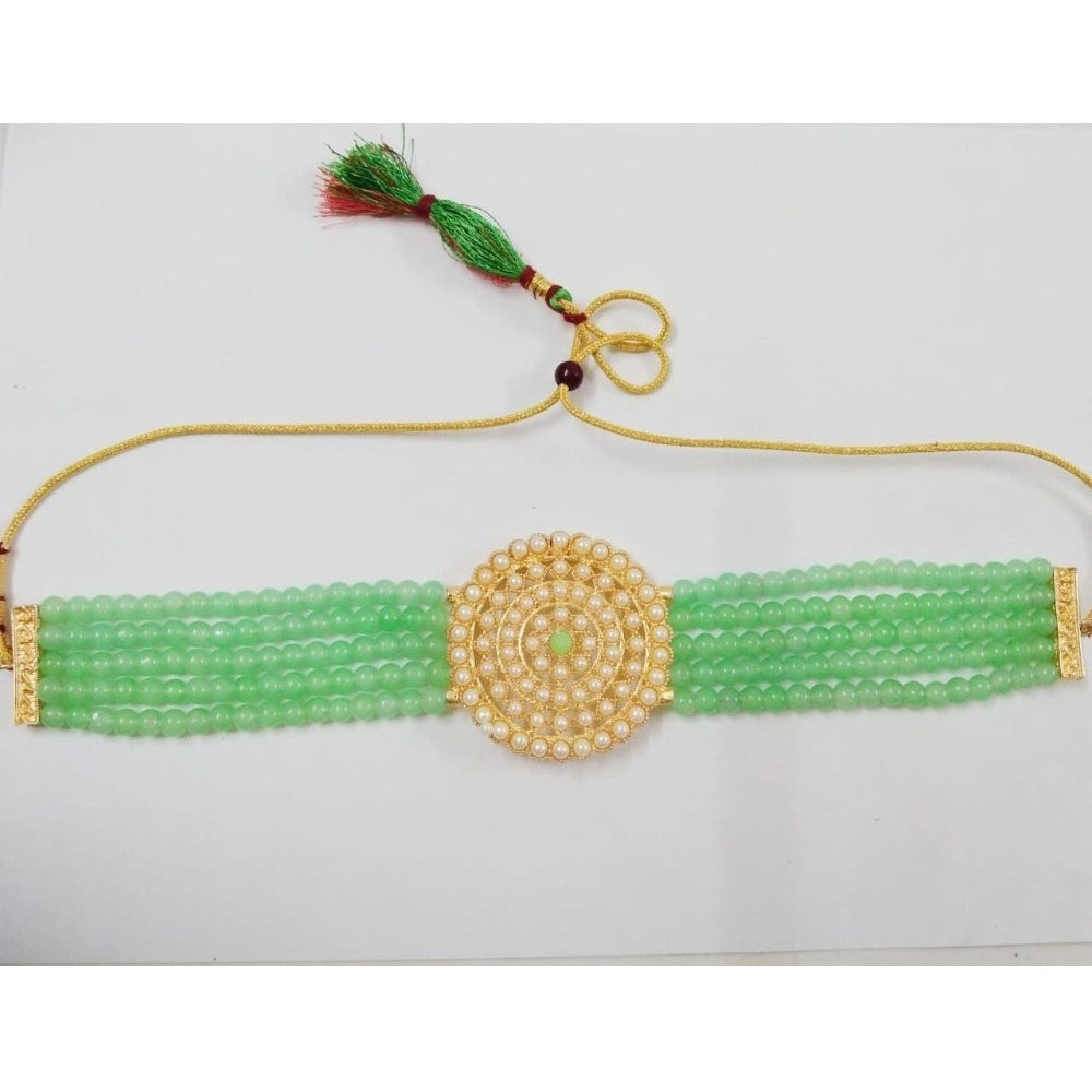 Women's Rose Gold Plated Alloy Necklace &amp; Earings Set (Mint Green)