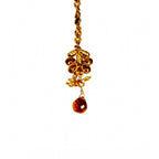 Women's Rose Gold Plated Alloy Necklace Earrings With Maangtika Set (Gold)