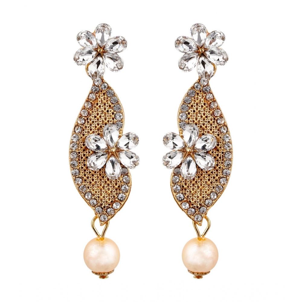 Women's Rose Gold Plated Alloy Earrings (White)