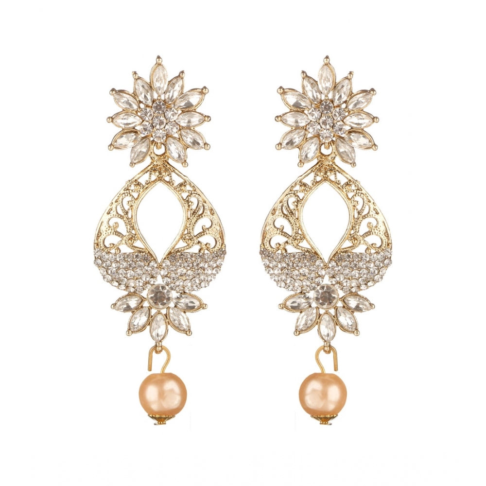 Women's Rose Gold Plated Alloy Earrings (White)