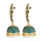 Women's Rose Gold Plated Alloy Earrings (Green)