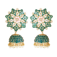 Women's Rose Gold Plated Alloy Earrings (Green)