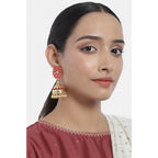 Women's Rose Gold Plated Alloy Earrings (Red)