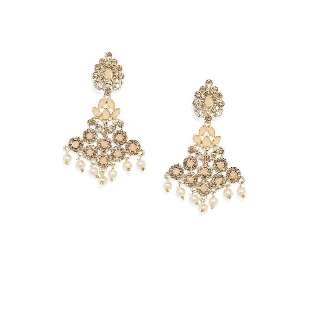 Women's Rose Gold Plated Alloy Earrings (Gold &amp; Pink)