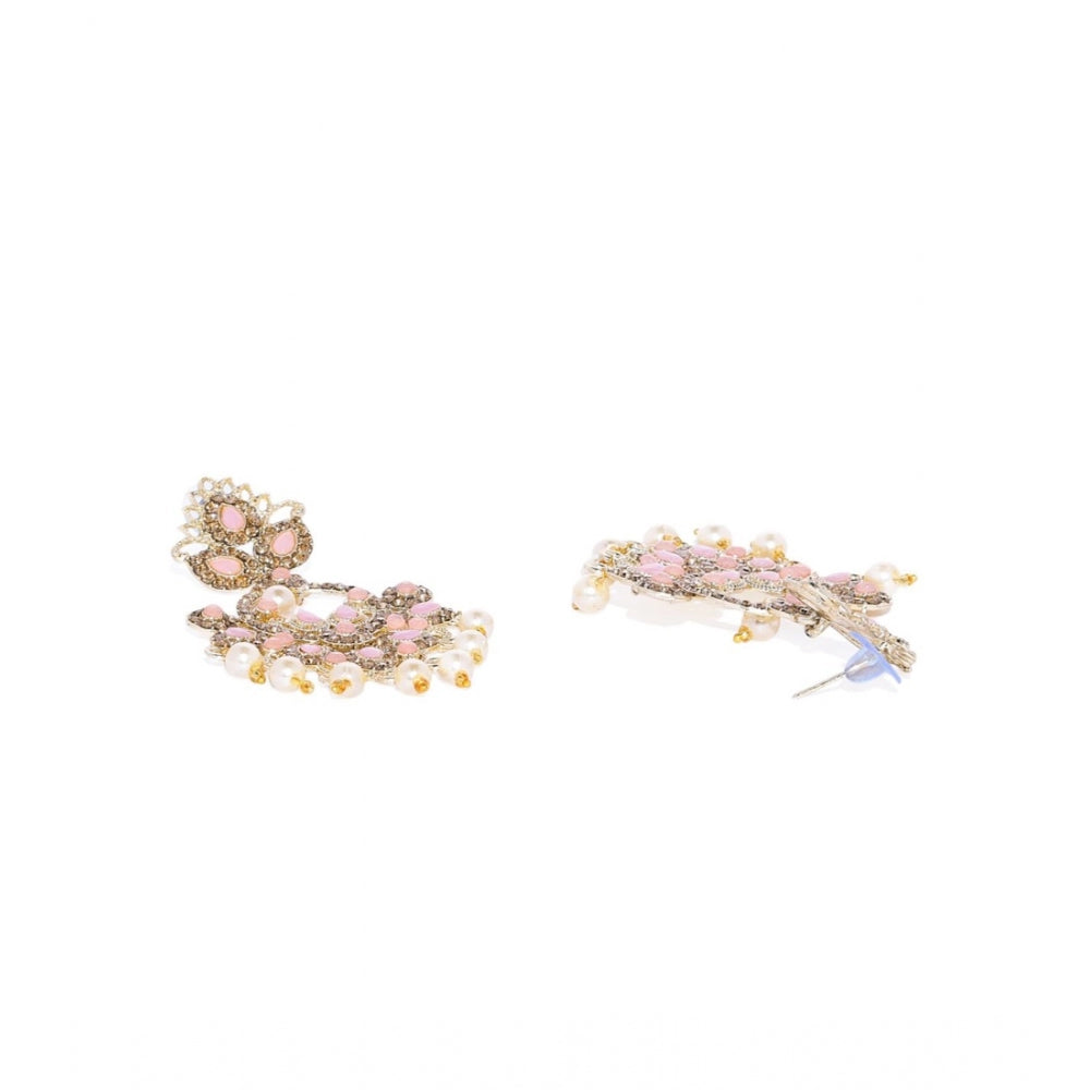 Women's Rose Gold Plated Alloy Earrings (Gold &amp; Pink)