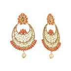 Women's Rose Gold Plated Alloy Earrings (Gold &amp; Orange)