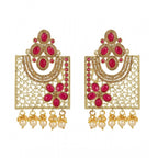 Women's Rose Gold Plated Alloy Earrings (Gold &amp; Pink)