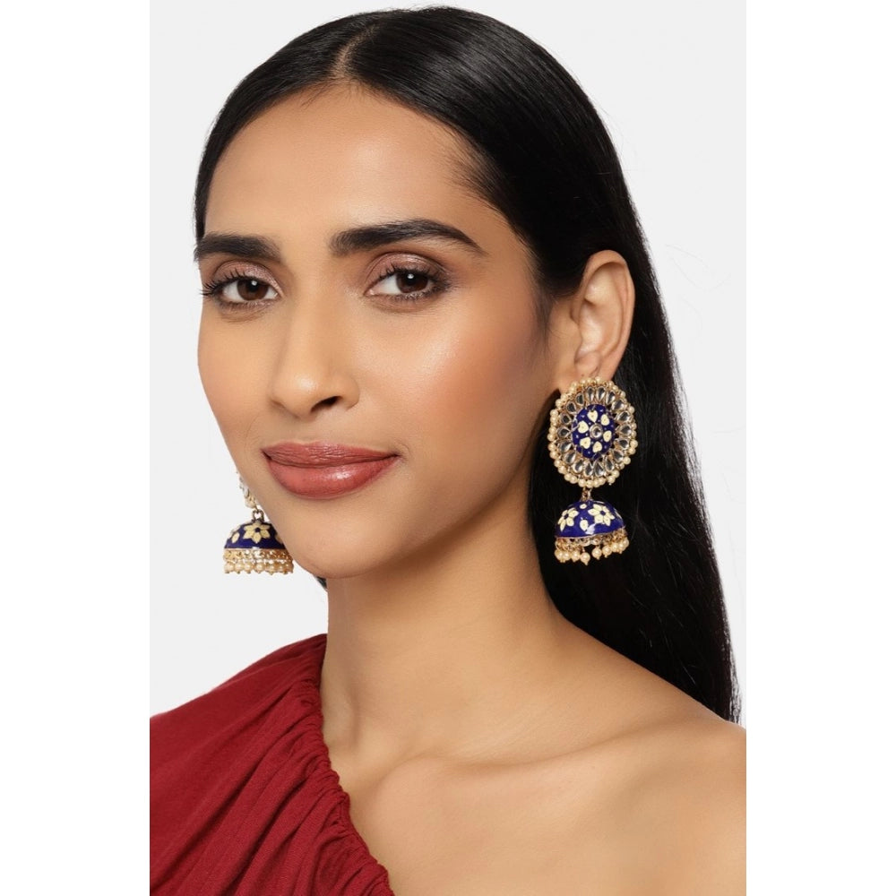 Women's Rose Gold Plated Alloy Earrings (Blue)