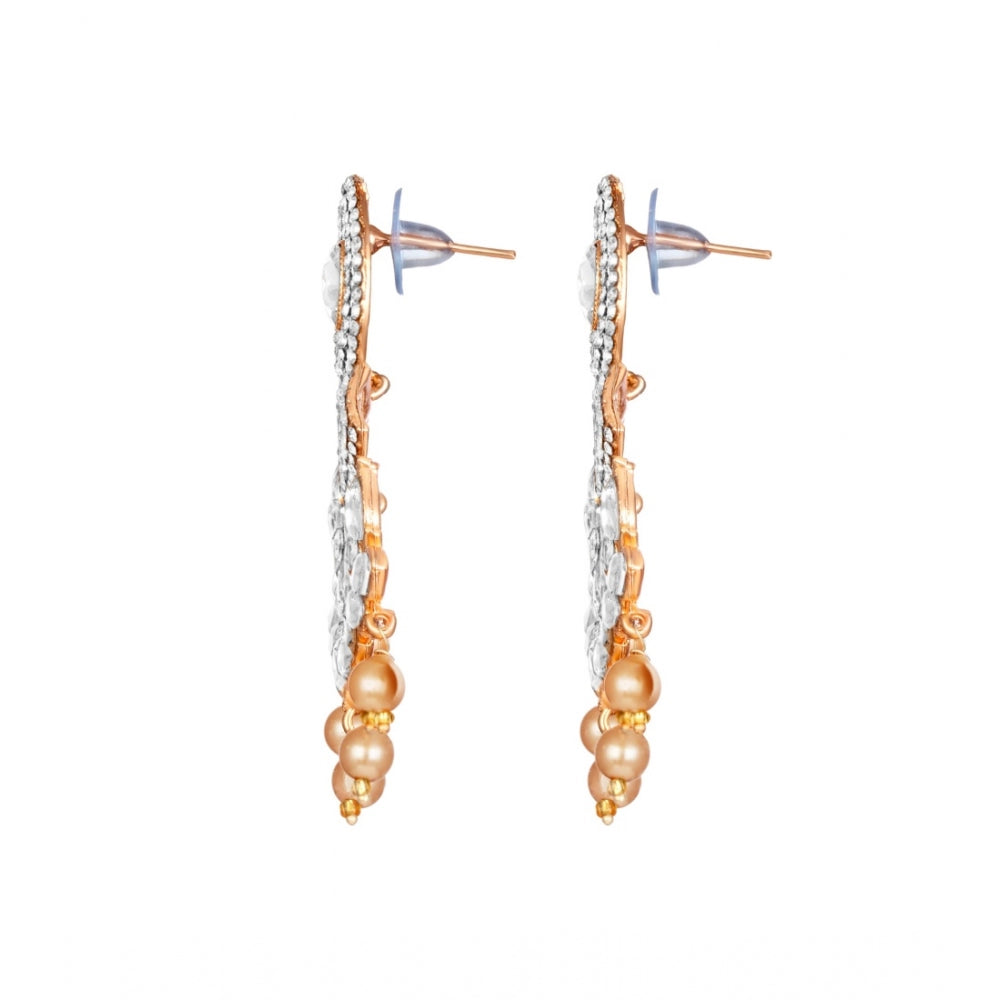 Women's Rose Gold Plated Alloy Earrings (White)