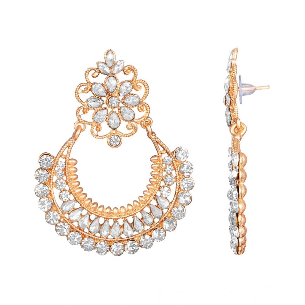 Women's Rose Gold Plated Alloy Earrings (White)
