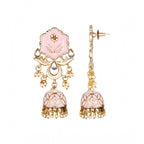 Women's Rose Gold Plated Alloy Earrings (Pink)