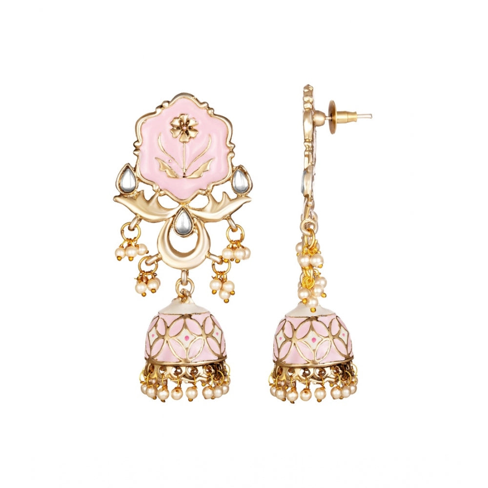 Women's Rose Gold Plated Alloy Earrings (Pink)