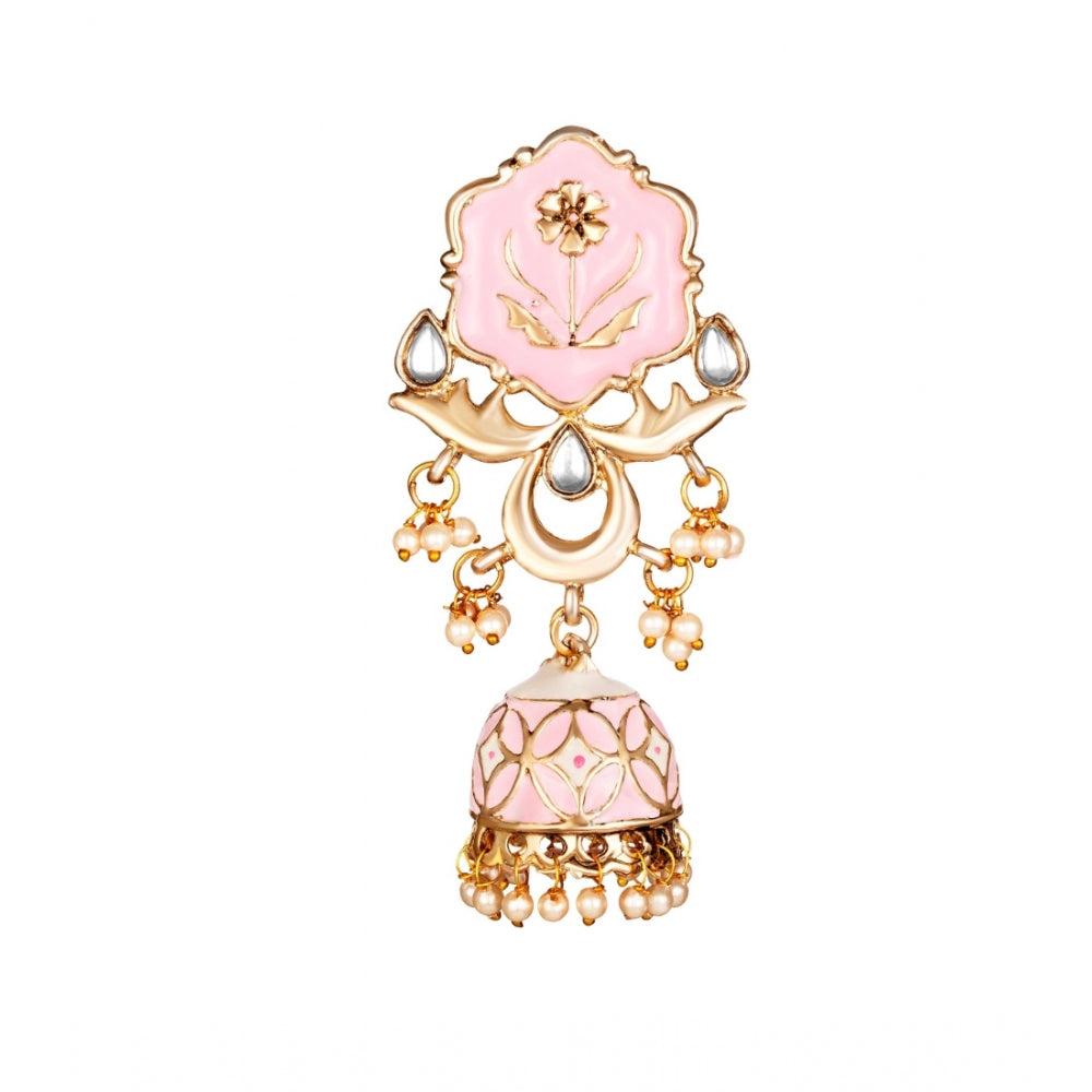 Women's Rose Gold Plated Alloy Earrings (Pink)