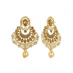 Women's Rose Gold Plated Alloy Kundan Earrings &amp; Mangtikka (Gold)