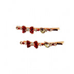 Women's Rose Gold Plated Alloy Hair Pin Set (Red)