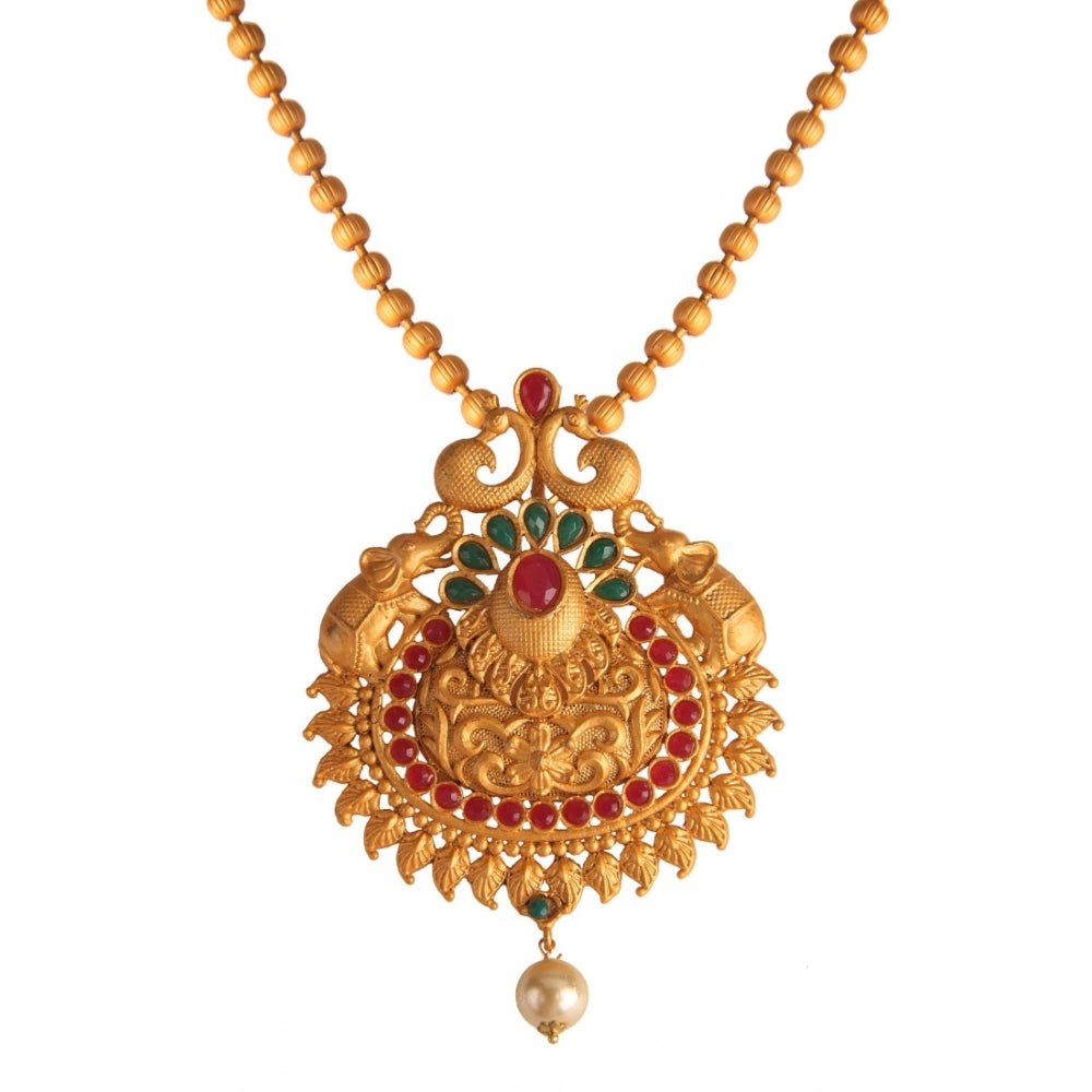 Women's Rose Gold Plated Alloy Jewellery Chain Pendant Sets (Gold &amp; Red)