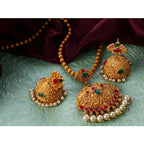 Women's Rose Gold Plated Alloy Jewellery Chain Pendant Sets (Gold &amp; Red)