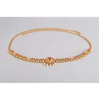 Women's Rose Gold Plated Alloy Hip Belt Kamarband (Red &amp; Green)