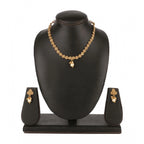 Women's Rose Gold Plated Alloy Necklace &amp; Earings Set (Gold)