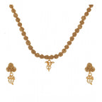 Women's Rose Gold Plated Alloy Necklace &amp; Earings Set (Gold)