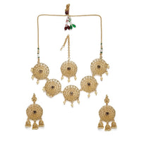 Women's Rose Gold Plated Alloy Necklace &amp; Earings Set (Gold)