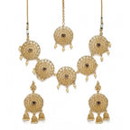 Women's Rose Gold Plated Alloy Necklace &amp; Earings Set (Gold)
