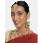 Women's Rose Gold Plated Alloy Necklace &amp; Earings Set (Gold)