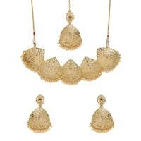 Women's Rose Gold Plated Alloy Necklace &amp; Earings Set (Gold)