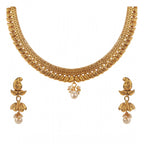 Women's Rose Gold Plated Alloy Necklace &amp; Earings Set (Gold)