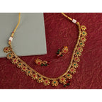 Women's Rose Gold Plated Alloy Necklace &amp; Earings Set (Green &amp; Red)