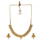 Women's Rose Gold Plated Alloy Necklace &amp; Earings Set (Gold)