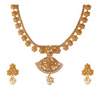 Women's Rose Gold Plated Alloy Necklace &amp; Earings Set (Gold)