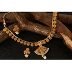 Women's Rose Gold Plated Alloy Necklace &amp; Earings Set (Gold)