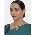 Women's Rose Gold Plated Alloy Necklace &amp; Earings Set (White &amp; Red)